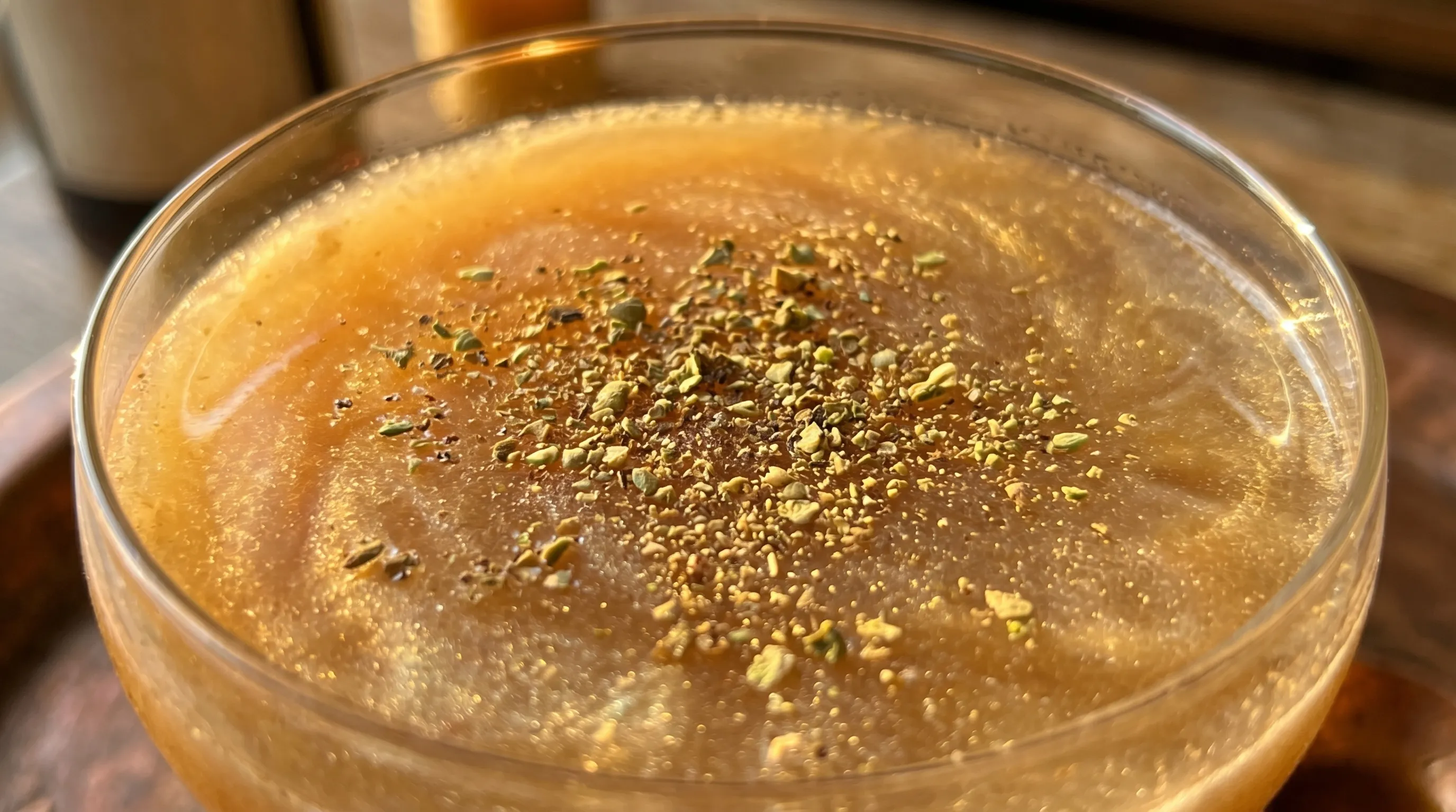 The shimmer and the dusting of cardamom, in close-up